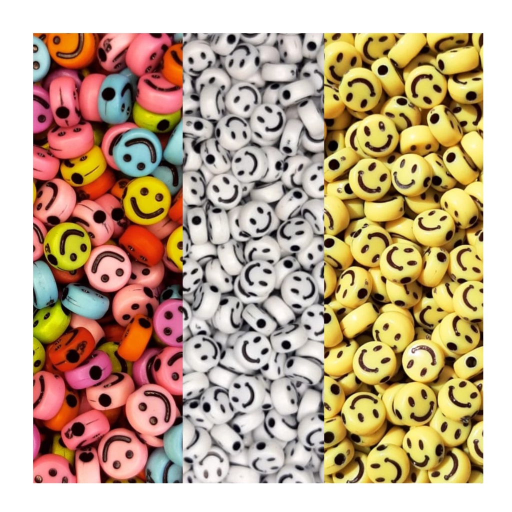 Kit Com 300 Miçangas Pérolas Smile Coração Estrela 3 Cores em Oferta na Shopee