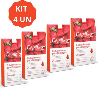 Folhas Prontas para Depilação Corporal Depilflax Morango 80 un (4CX)