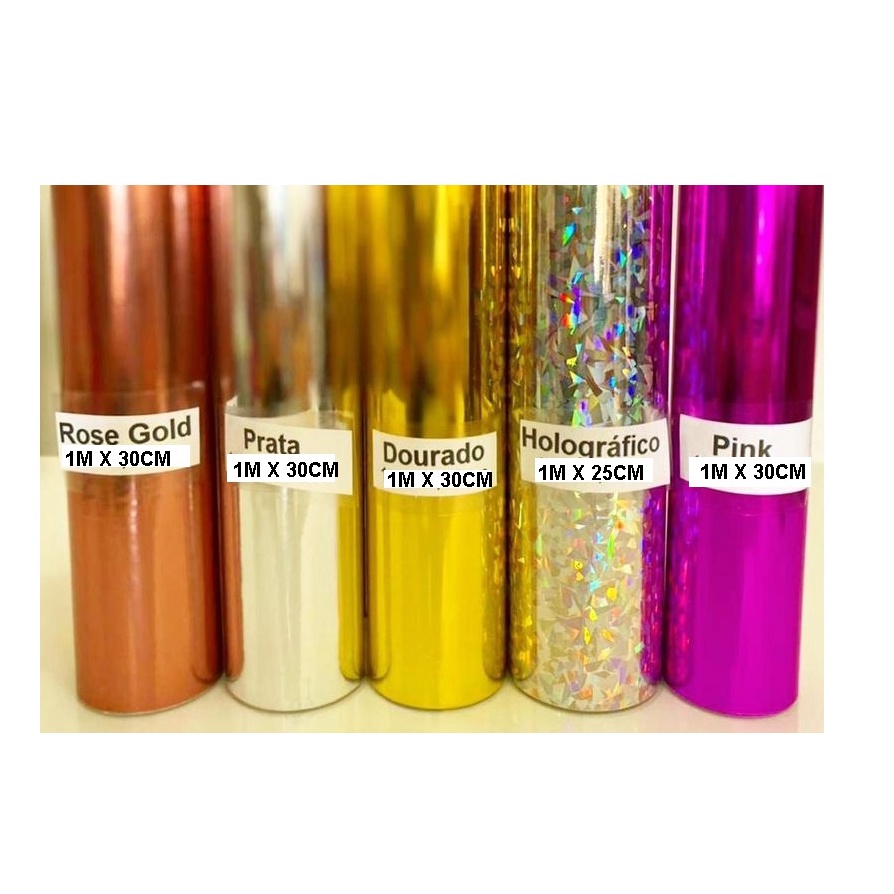 Vinil Adesivo Metalizado Sillhouette - Kit com 5 cores Diferentes em Oferta na Shopee