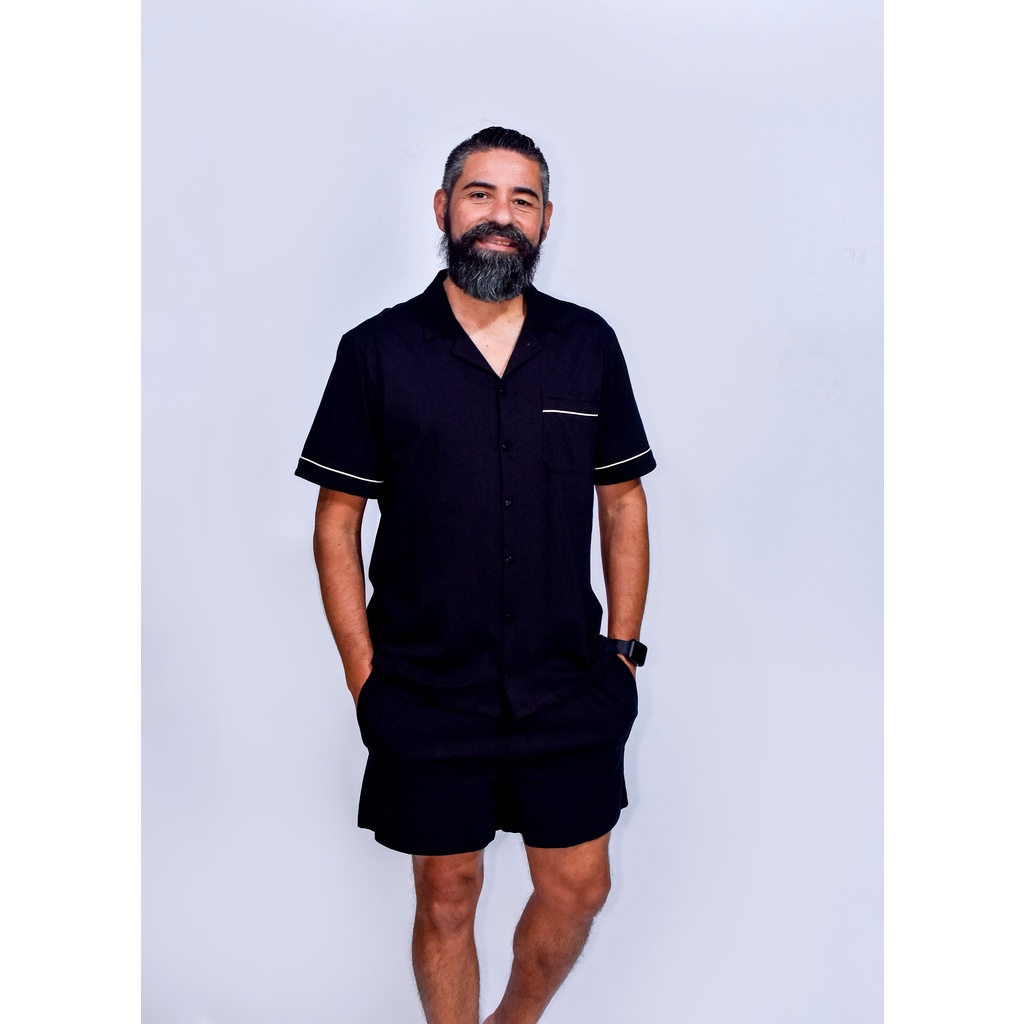 Pijama Masculino Curto de Malha Estilo Americano -2079