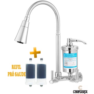 Torneira Cozinha Parede Flexível Luxo Filtro Jato Duplo Cone Cromado C-66 Cd. 1134 em Oferta na Shopee