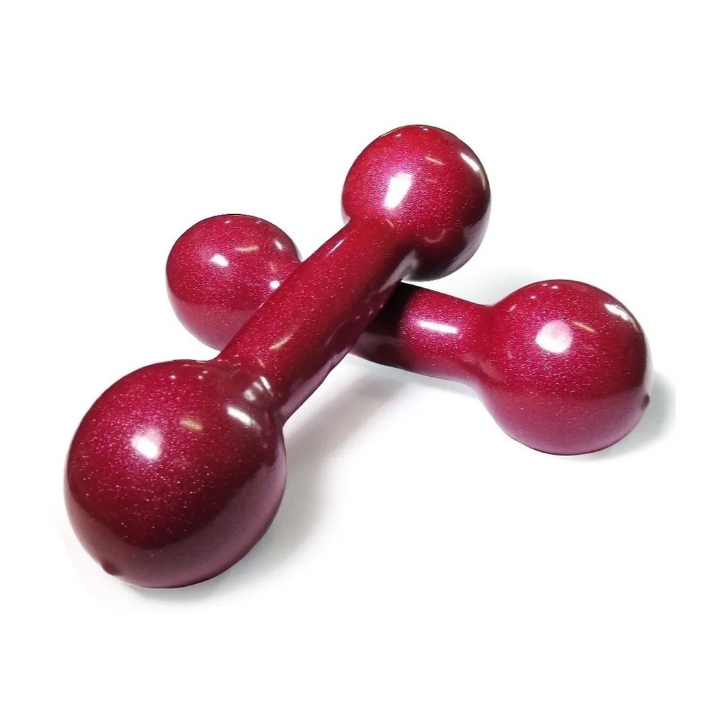 Par de Halter 4kg Emborrachado PVC - Vinho ( 02 unidades de 04kg cada )