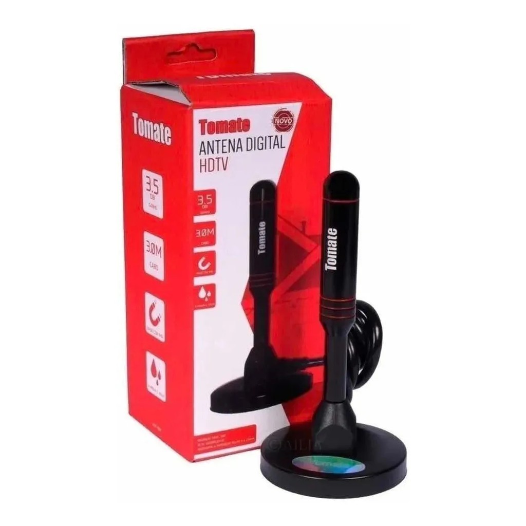 Antena Digital Hd 3.5dbi Interna Ou Externa Com Imã 3m Tomate Orignal