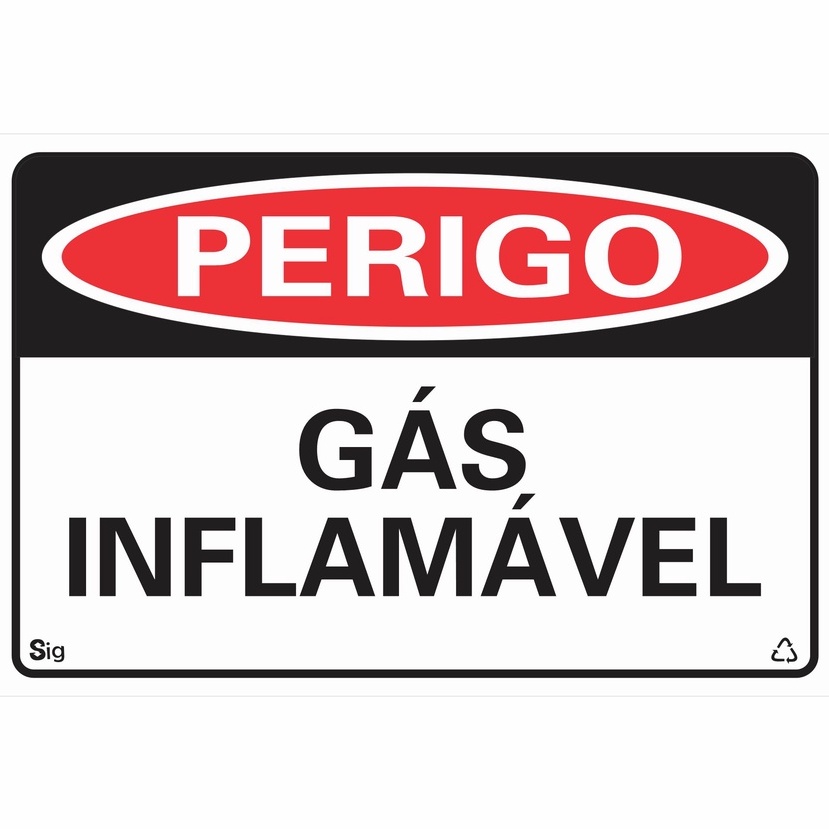 Placa de Sinalização PERIGO GÁS INFLAMÁVEL 20X30 cm em Oferta na Shopee