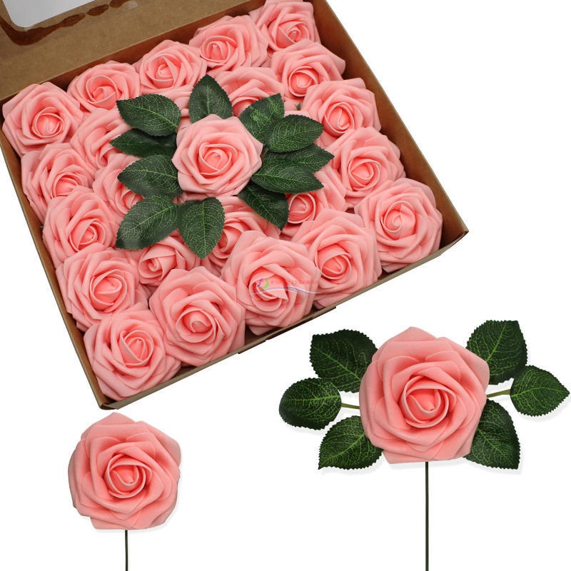 50 Pcs) 8 Cm Grande Rosa Artificial Cabeça De Flores Com Hastes Presentes  Da Festa De Casamento Casa DIY Decoração Parede Artesanal | Shopee Brasil