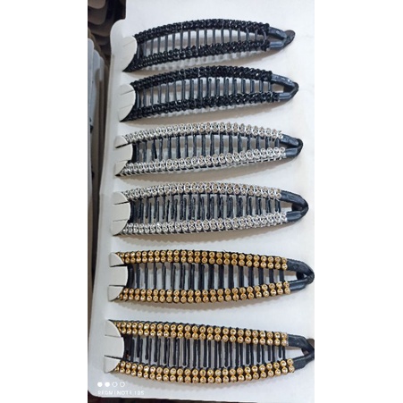 Presilha estilo bananinha com strass 6 unidades