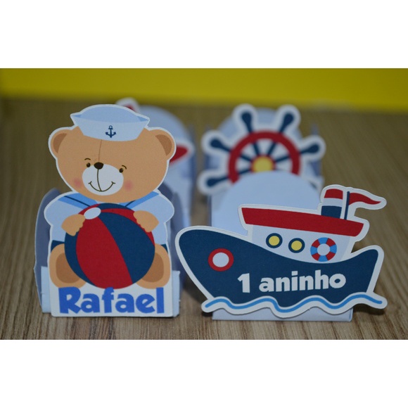 Forminhas tema Ursinho Marinheiro personalizada festa infantil lembrancinha - Envio Rápido