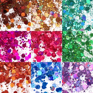 2022 50G/10G Unhas Postiças Holográfica Com Formato Hexagonal Holográfico/Glitter/Lantejoulas/Brilho/Laser/Flakes/Manicure
