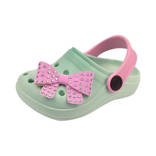 Sandália Infantil Menina Babuche Verde Com Rosa Laço