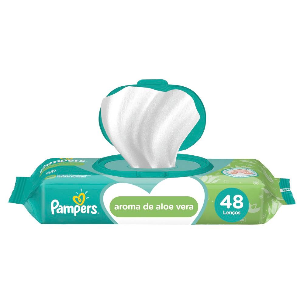 Lenços Umedecidos Pampers Aloe Vera com 48 unidades em Oferta na Shopee