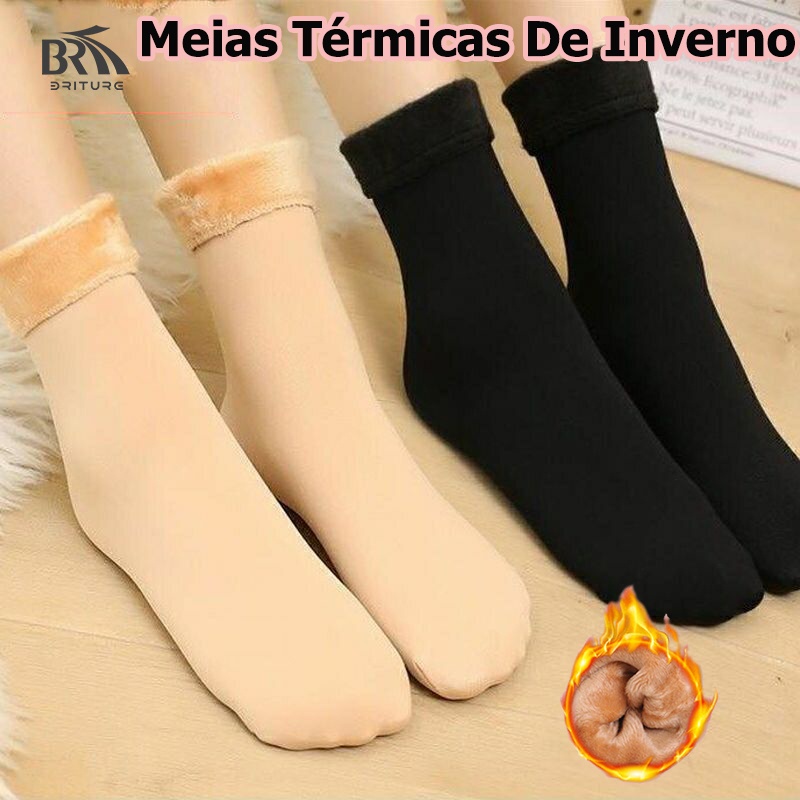 Meias Quentes Femininas Para Térmicas De Lã Grossa/Caxmira