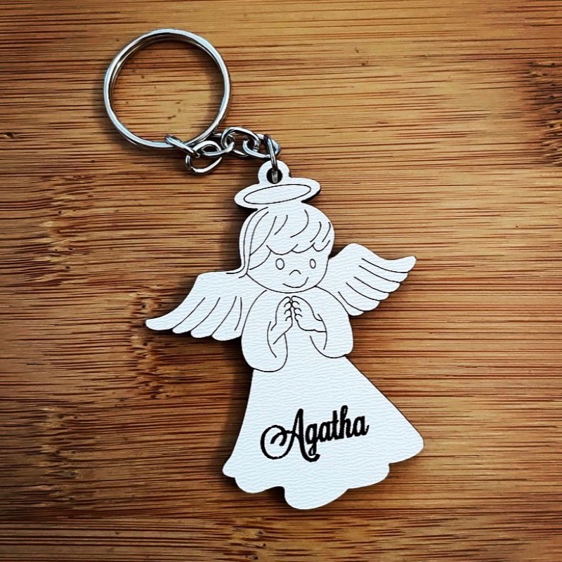 Kit de Chaveiros Anjo Batizado Brinde Religioso Personalizado em MDF