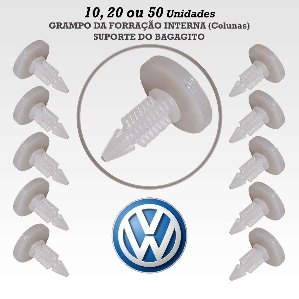Grampos Da Forração Interna (Colunas) Suporte Do Bagagito Volkswagen 10, 20 ou 50 Presilhas