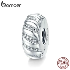 Bamoer Encantos Clipe Para Pulseira De Prata 925 Prata Esterlina Estilo Minimalista Original Contas De Metal Para Pulseiras Jóias Bsc278