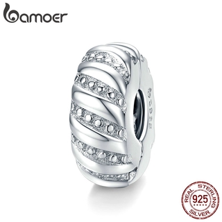 Bamoer Encantos Clipe Para Pulseira De Prata 925 Prata Esterlina Estilo Minimalista Original Contas De Metal Para Pulseiras Jóias Bsc278