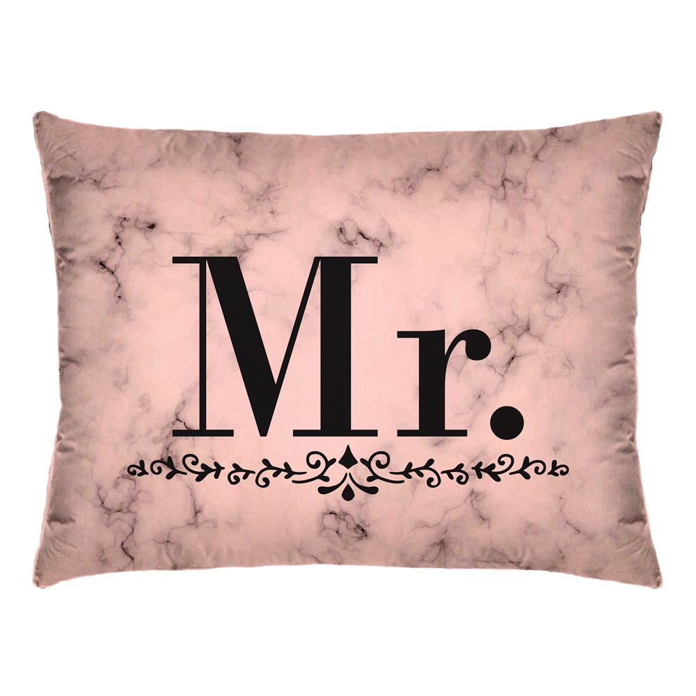 Capa de Almofada Baguete Mr. e Mrs Rosa Claro