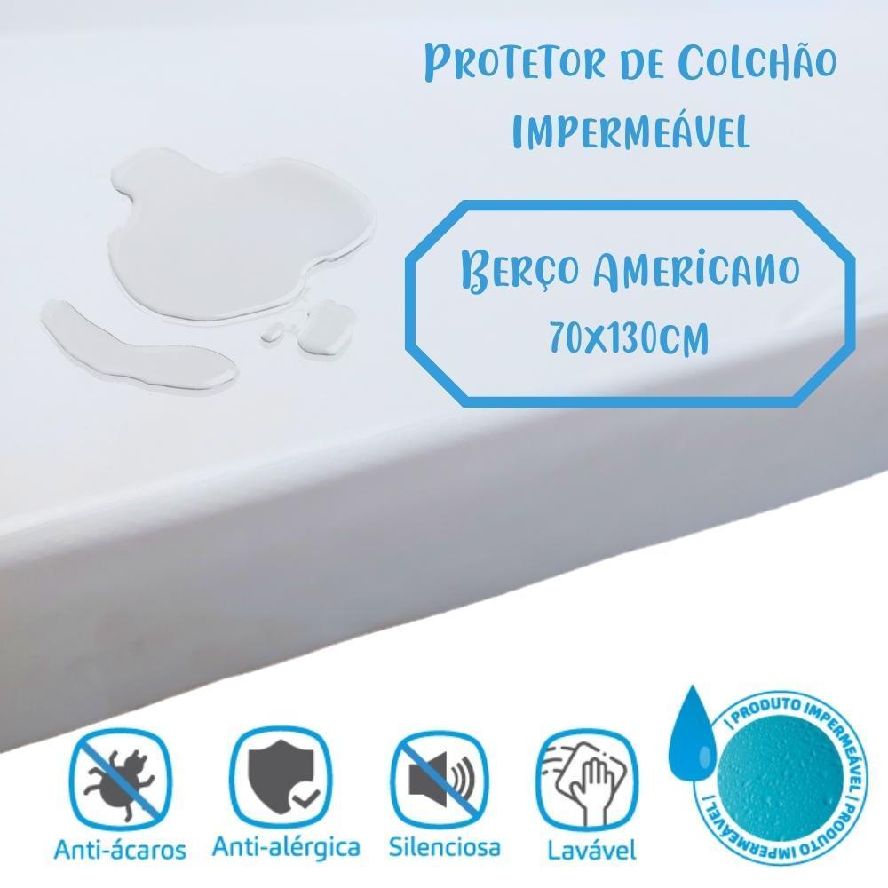 Protetor de Colchão Impermeável Berço Americano 70x130cm Arrumadinho Enxovais