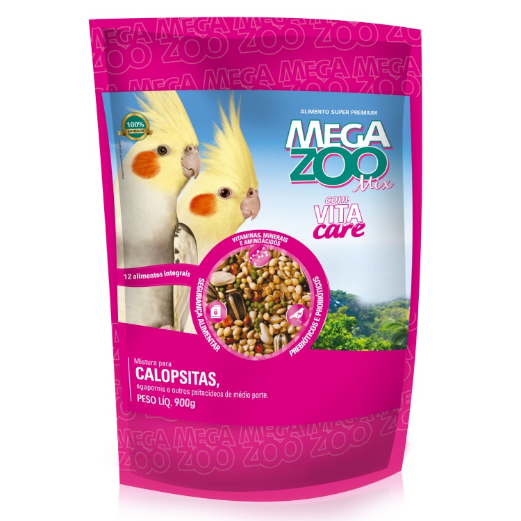 Ração Mix Super Premium Para Calopsitas 900g - Megazoo