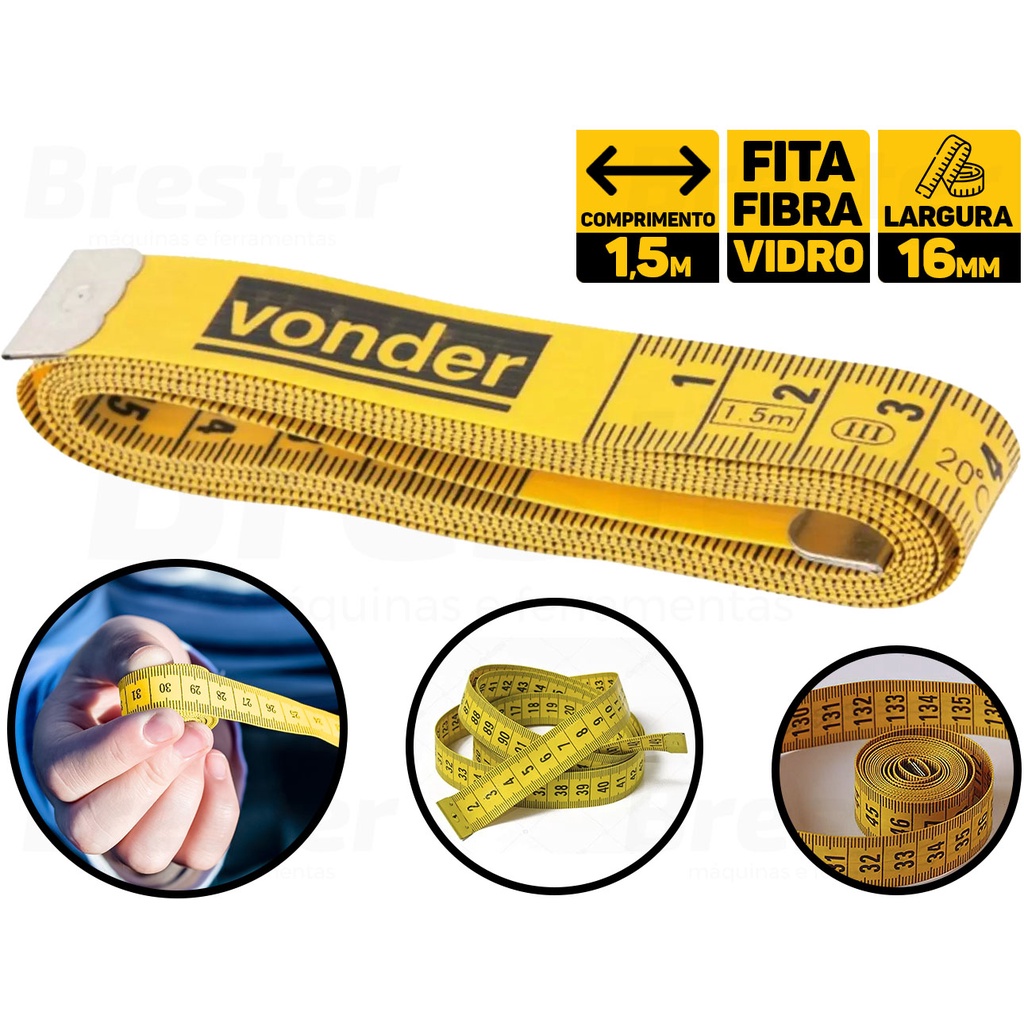 Fita Métrica Flexível 150cm Corporal Costura Cintura Braço Vonder em Oferta na Shopee