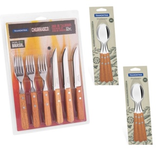 Jogo De Talheres Cabo Madeira faca serra Tramontina 18 Peças em Oferta na Shopee