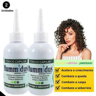 kit 02 Tônico de crescimento capilar e controle de queda combate Caspa e Seborreia - Alumã - Urtiga - Jaborandi 65ml Hummidus