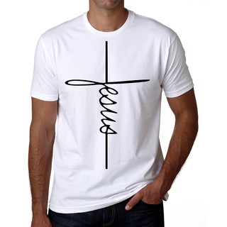 Camiseta Branca Jesus moda evangélica promocional 100% algodão