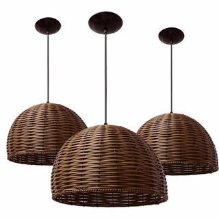 Promoção 3 Luminárias Pendente MEIA bola em Junco LD
