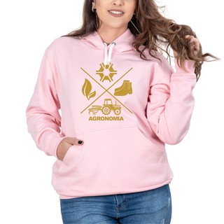 Moletom Feminino Rosa AGRONOMIA com capuz e bolso canguru