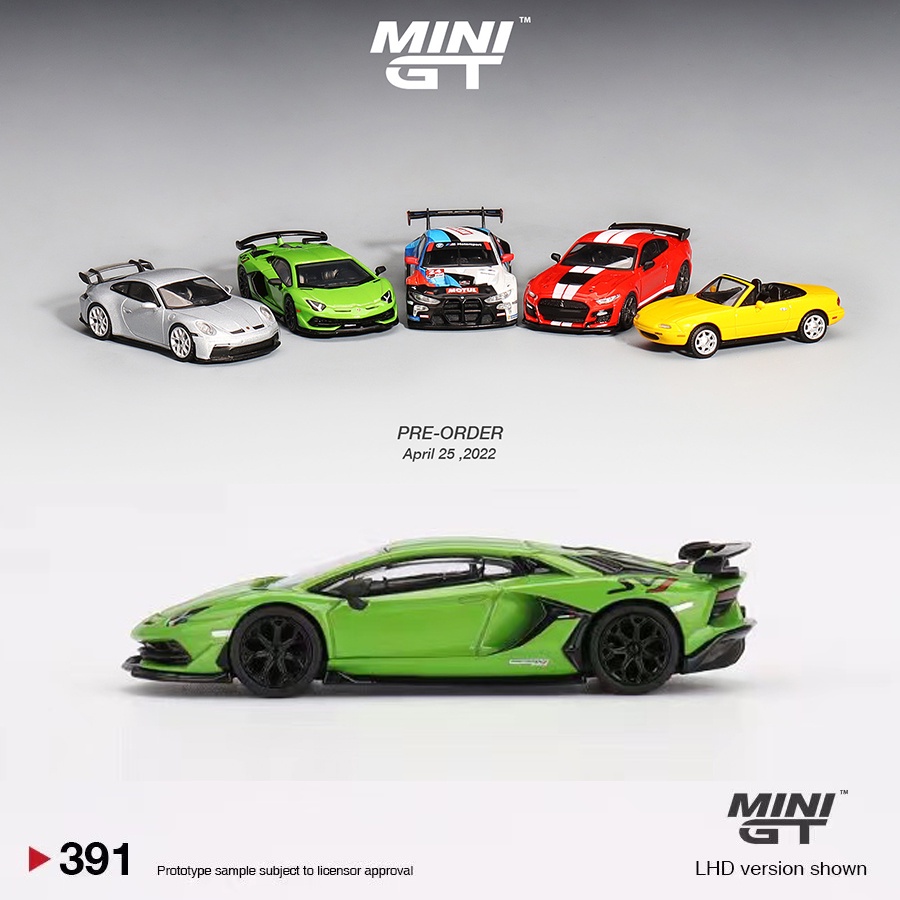 MINI GT 1 : 64 Modelo Carro Lamborghini Aventador SVJ Verde Mantis Alloy Die-Cast Super De Corrida # 391-LHD