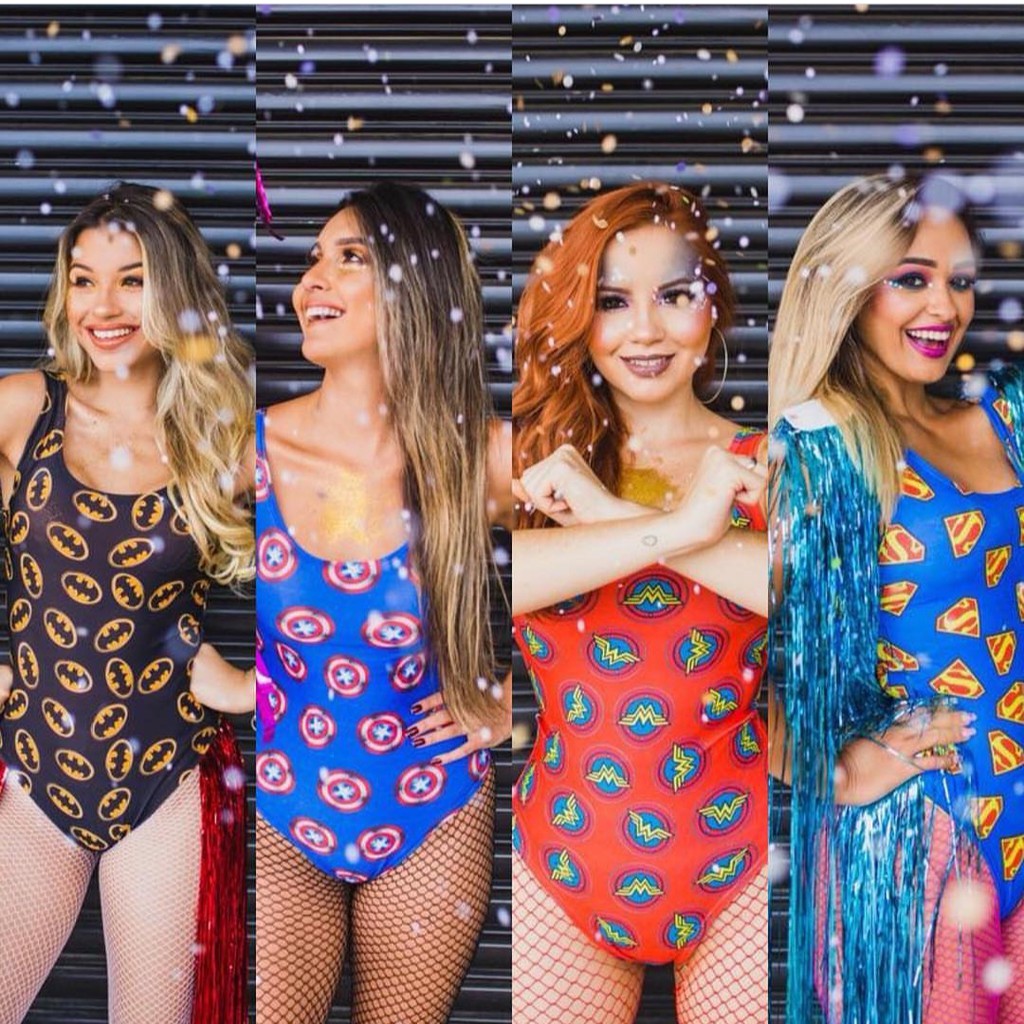 Body Maiô Fantasia Adulto Super Heróis Símbolo Heroína Mulher Maravilha Carnaval Halloween Tematico Mesversario