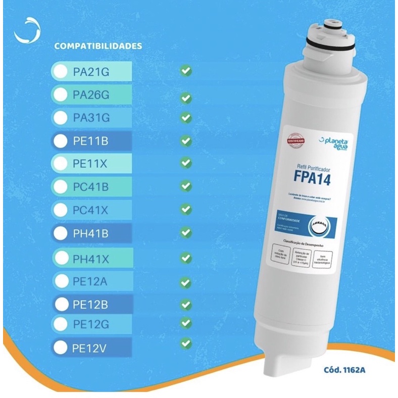 Refil filtro para Purificador Eletrolux Pa 21g, Pa 26g E Pa 31g Acqua Clean