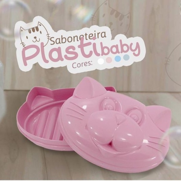 Saboneteira para Bebê - Porta Sabonete Baby- Formato 3D Gatinho- Saboneteira Gatinho com Tampa- Novidade-