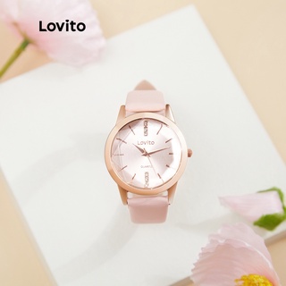 Lovito Relógios de Quartzo Liso Casual de Rhinestone L004011 (Rosa)