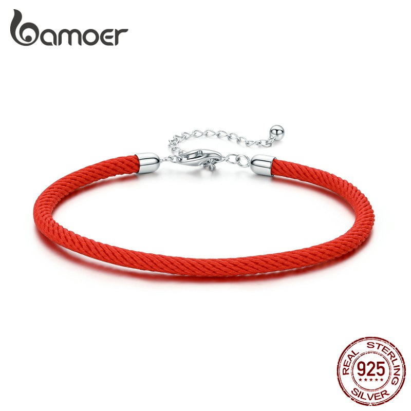 Bamoer Pulseira de Corda Vermelha com Prata 925 Ajustável 16cm a 21cm para Presente Feminino SCB166​ em Oferta na Shopee