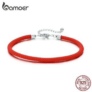 Bamoer 925 Real Silver Charm Bracelet for Women Corda Vermelha Original Ajustável 16cm A 21cm Presentes De Aniversário De Menina SCB166