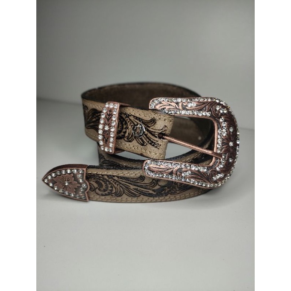 cinto country feminino strass com ponteira e passador