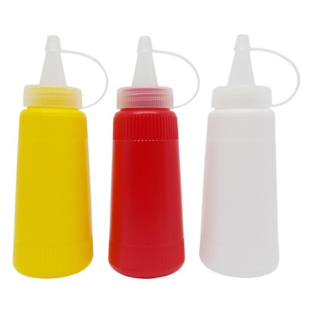 Kit 3 Bisnagas Dispenser para Molhos 200ml - Catchup, Mostarda e Maionese