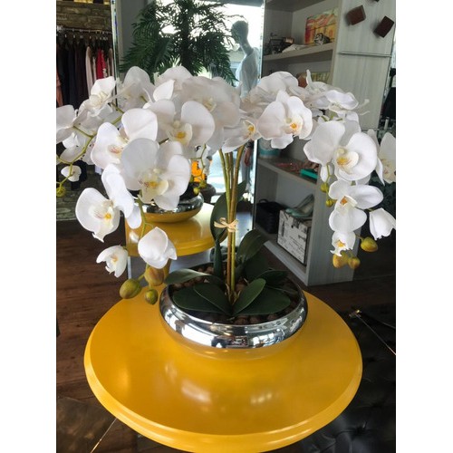 Arranjo Orquídeas Silicone Artificiais Vaso Luxo Espelhado | Shopee Brasil