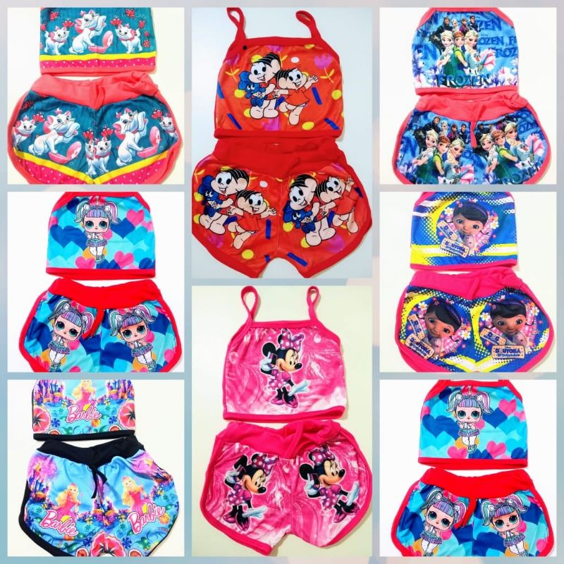 kit com 3 conjuntos meninas calor