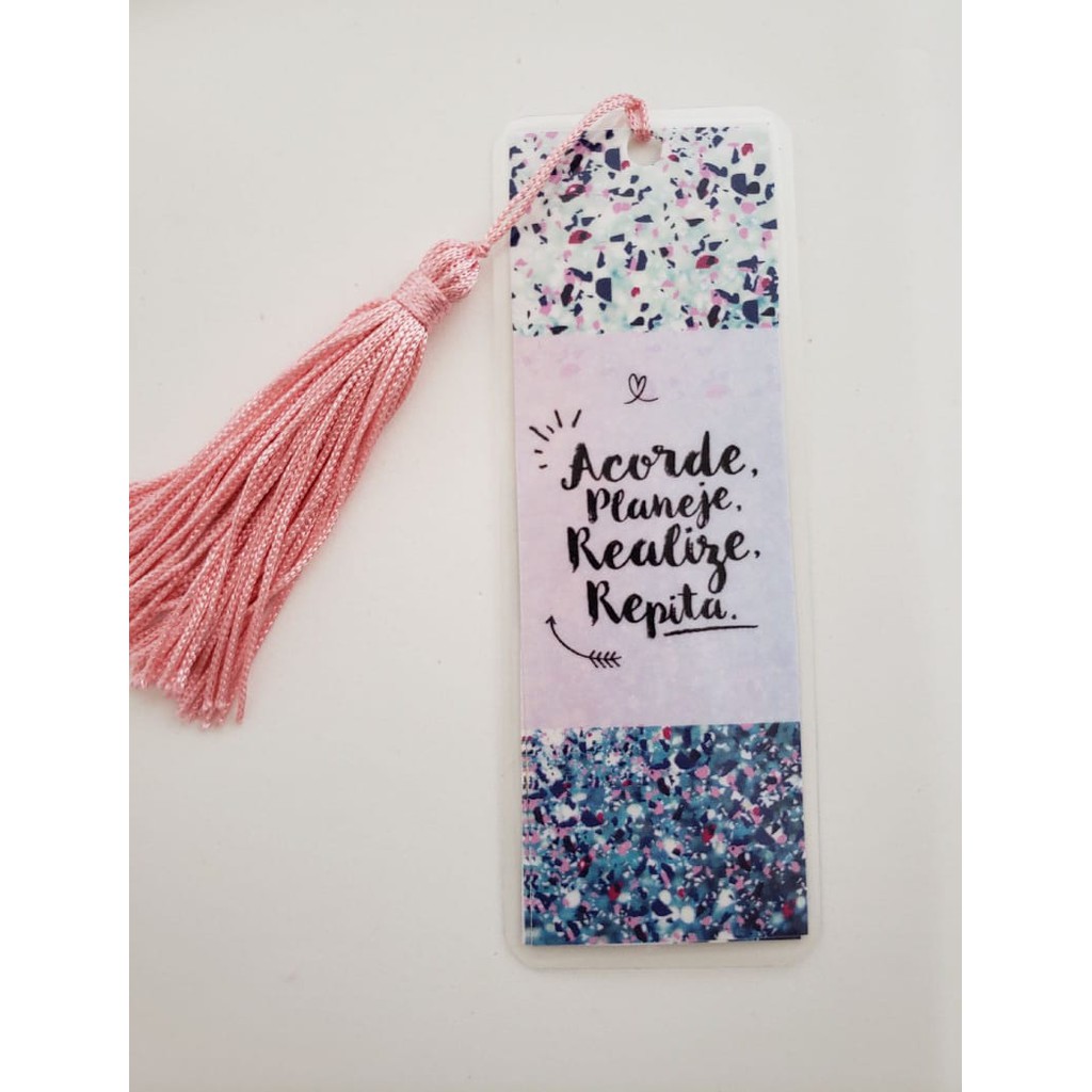 Marcador de páginas com tassel Acorde Planeje Realize Repita Plastificado