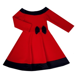 Vestido Infantil Rodado E Laço Manga Longa Gola Canoa