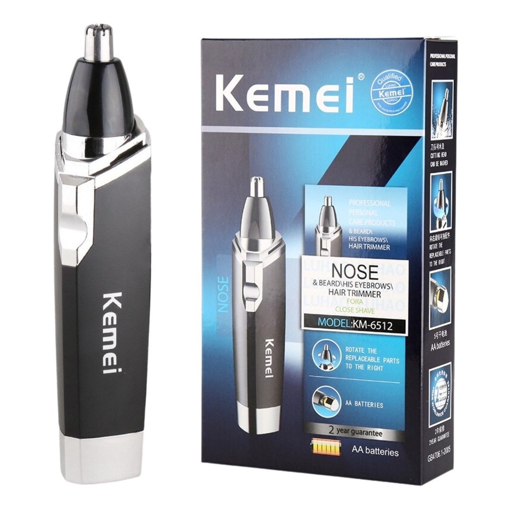 Maquina De Aparar Pelos Nariz Ouvido Kemei Km-6512 Original + pilhas