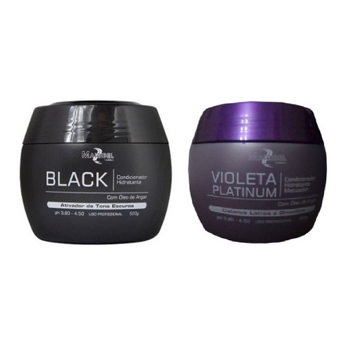 Kit Máscara Matizadora 1 Violeta 1 Black Preto Mairibel 500g