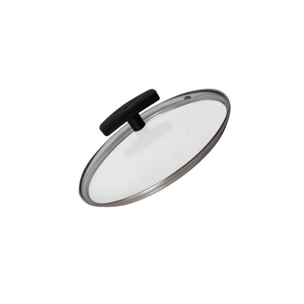 Tampa De Vidro 24 Cm Temperado Com Bordas de Aço Inoxidável Para Panelas e Frigideiras