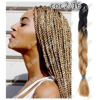 Kanekalon Jumbo Tranças Box Braid Twist Cor 2-16 preto com ombre hair loiro mel marca H. Lin 165gramas 208cm