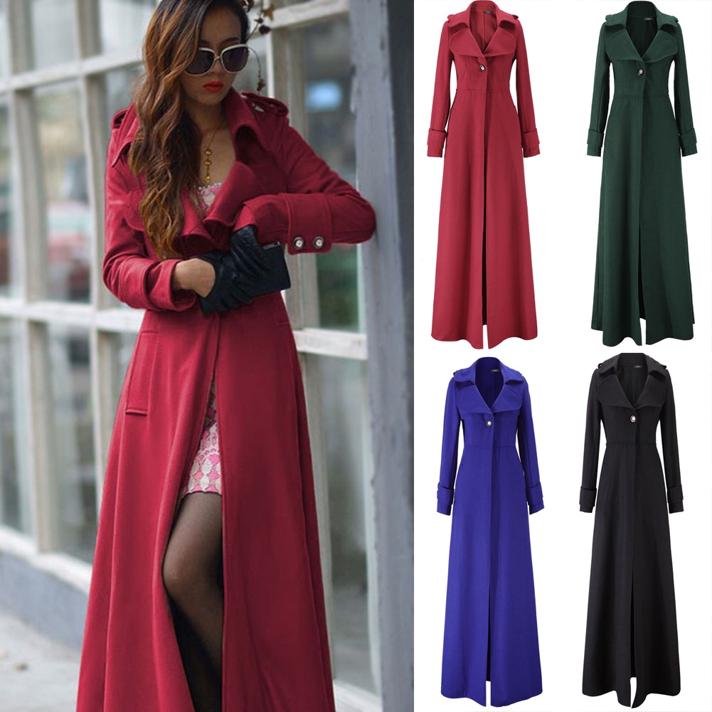 Casaco longa feminino sobretudo outono inverno de lã elegante cor lisa