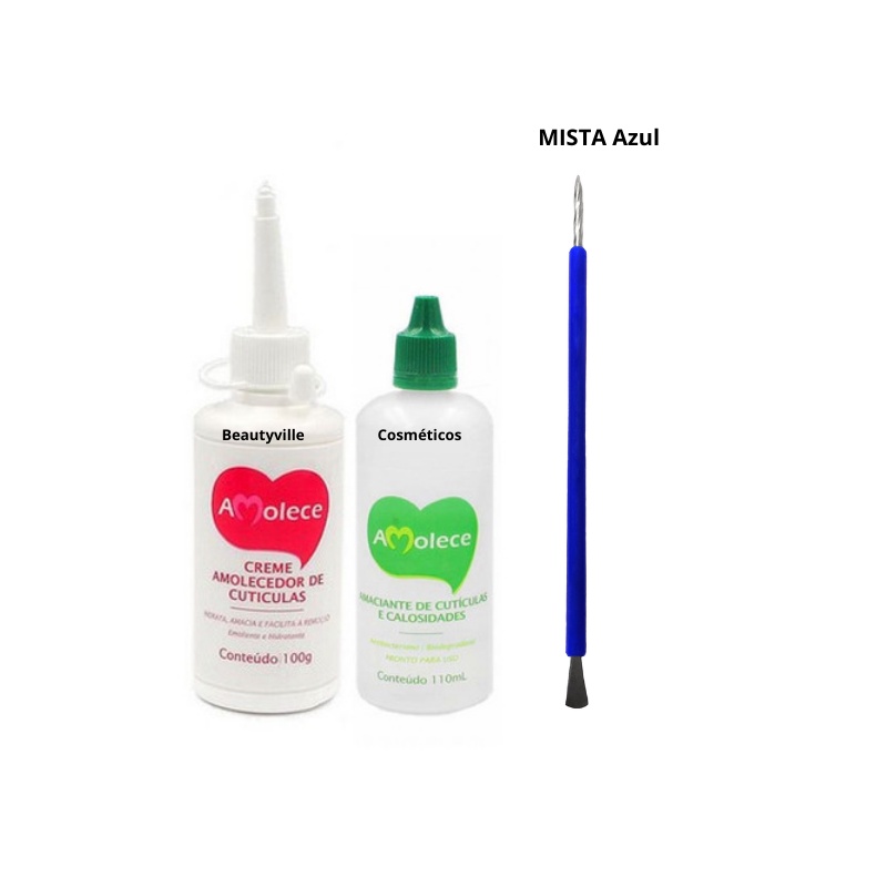 AMOLECE - Amaciante Cutícula 110ml + Creme Amolecedor Cuticula 100g + Espatula MISTA Isis Cut AZUL em Oferta na Shopee