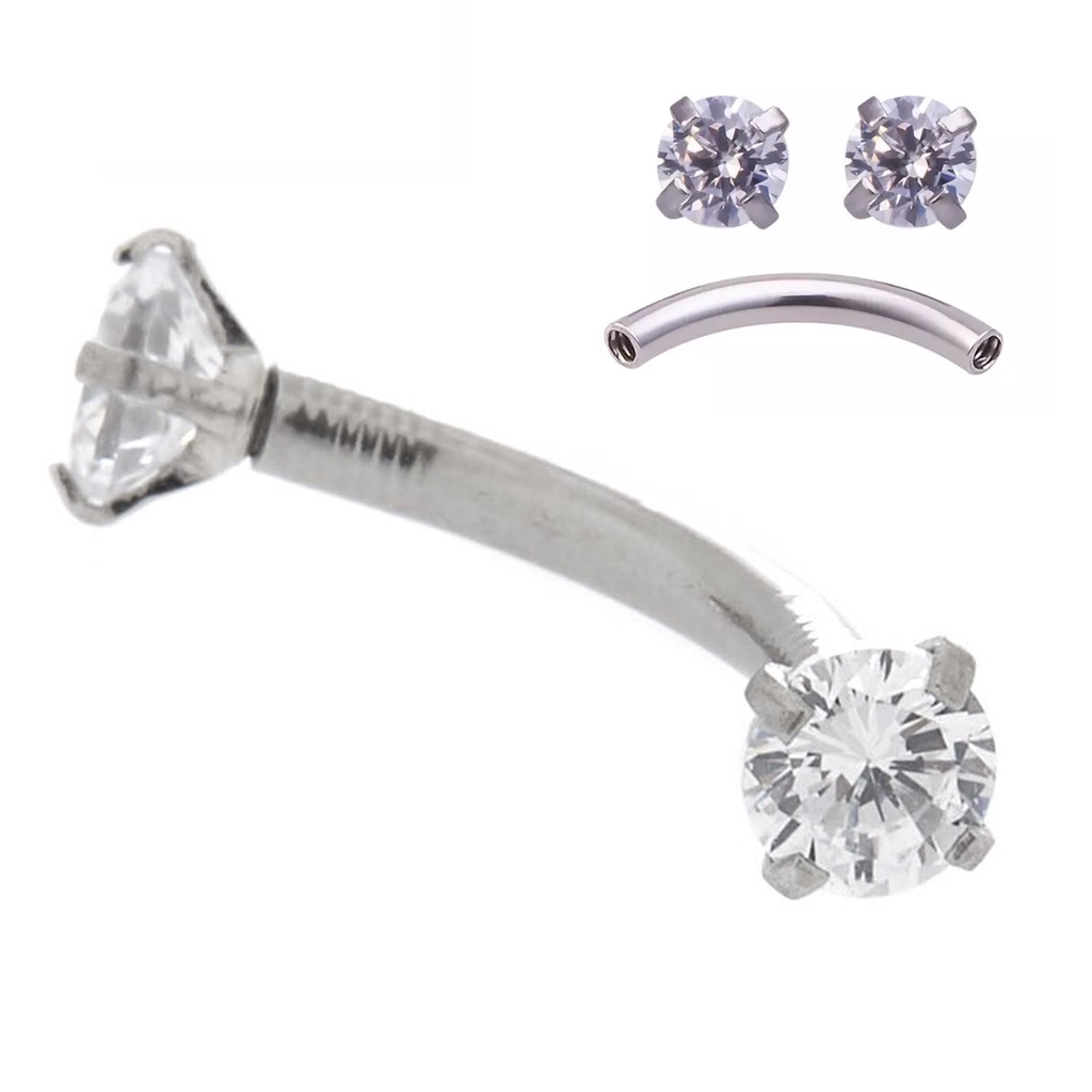 Piercing titânio Curvo Vertical Labret Zirconias Hook | Shopee Brasil