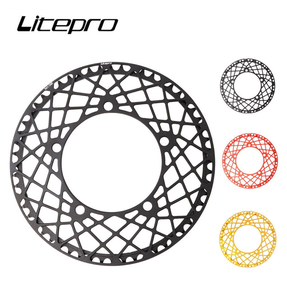 Litepro Coroa De Disco Único Dobrável Bicicleta Roda Dentada 53T 56T Aranha 58T BCD130 Liga Alumínio Pedaleira Estrada B