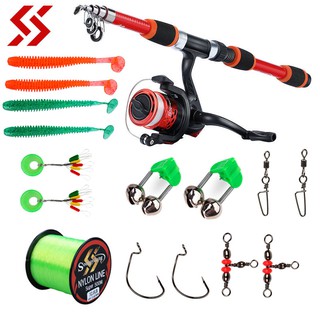 Vara de pesca com carretilha Sougayilang 1.8M EVA Handle Glass Fiber Telescopic 6 Sections Max Drag 6-8KG